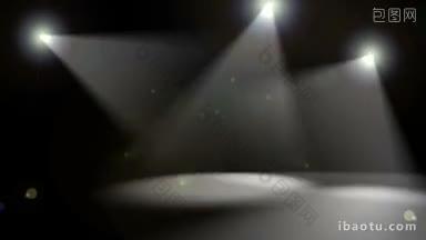 循环动画与三个聚光灯扫地板上的黑色背景